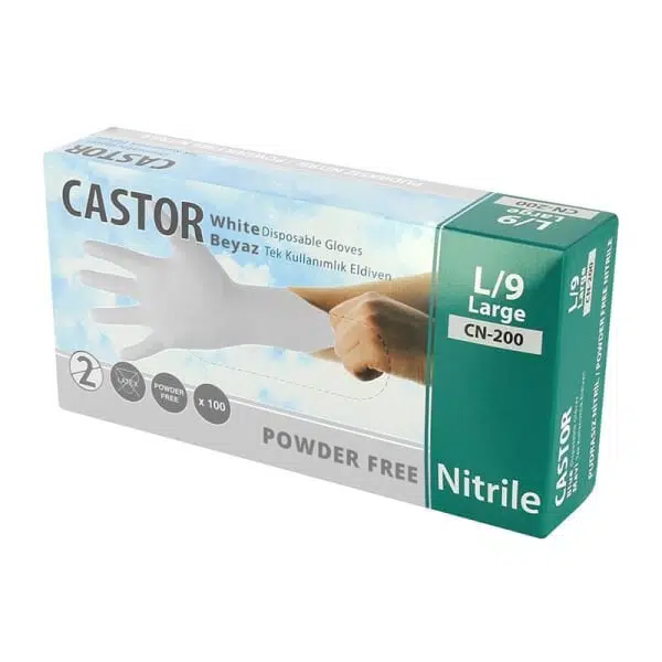 CASTOR CN-200 PUDRASIZ MUAYENE ELDİVENİ BEYAZ-L