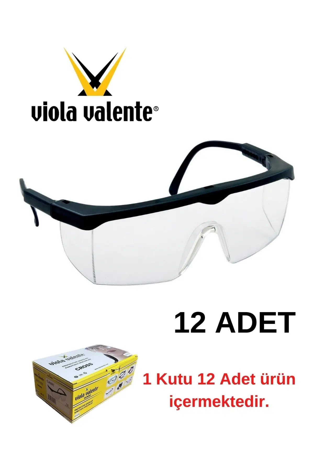 Classic Şeffaf Koruyucu Gözlük - 12 Adet