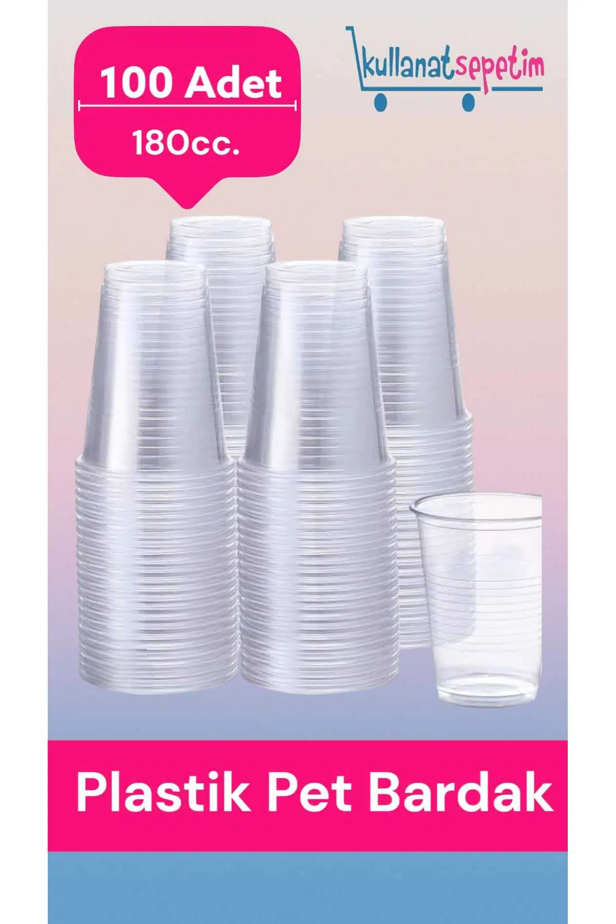 Plastik Pet Bardak Otomat Bardağı 180 cc 100 Adet